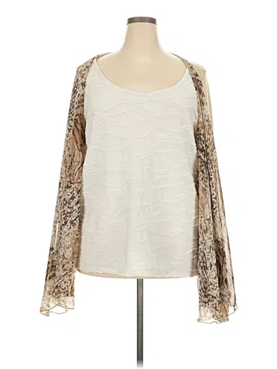 Pre-owned Kim Rogers Long Sleeve Blouse In White