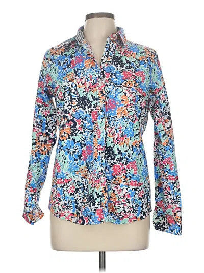 Pre-owned Kim Rogers Long Sleeve Button Down Shirt In Blue