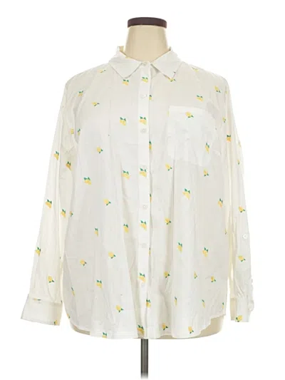 Pre-owned Kim Rogers Long Sleeve Button Down Shirt In Ivory