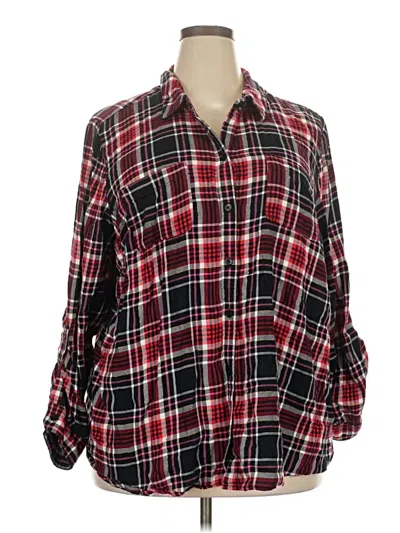 Pre-owned Kim Rogers Long Sleeve Button Down Shirt In Red
