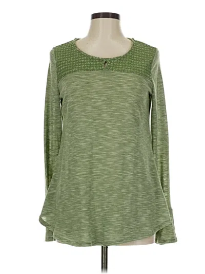Pre-owned Kim Rogers Long Sleeve Top Green Boatneck Tops