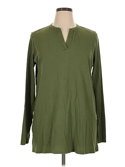 Pre-owned Kim Rogers Long Sleeve Top Green V-neck Tops