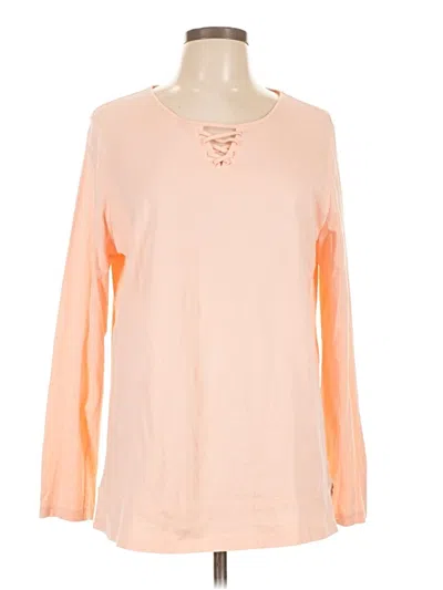Pre-owned Kim Rogers Long Sleeve Top Orange Keyhole Neckline Tops
