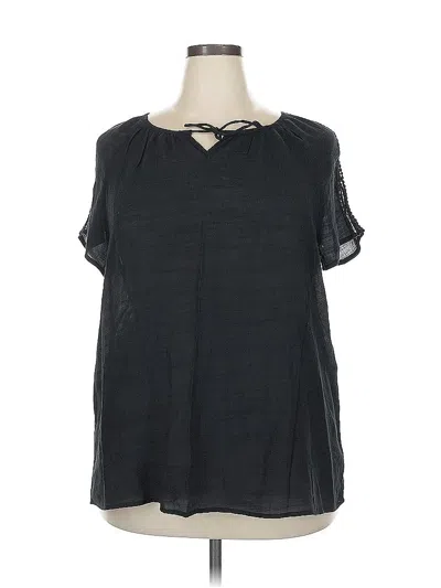 Pre-owned Kim Rogers Short Sleeve Blouse In Black