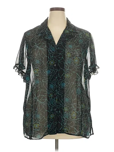 Pre-owned Kim Rogers Short Sleeve Blouse In Blue