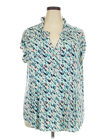 Pre-owned Kim Rogers Short Sleeve Blouse In Blue