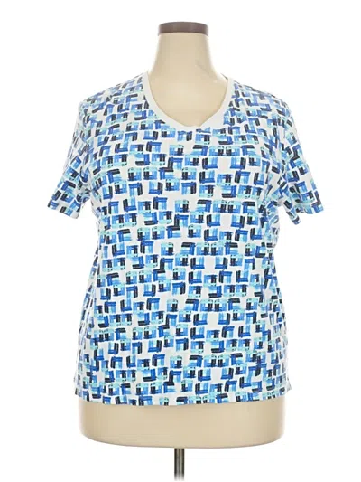Pre-owned Kim Rogers Short Sleeve Blouse In Blue