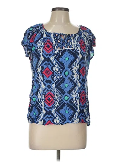 Pre-owned Kim Rogers Short Sleeve Blouse In Blue