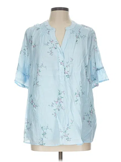 Pre-owned Kim Rogers Short Sleeve Blouse In Blue