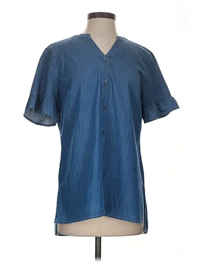 Pre-owned Kim Rogers Short Sleeve Blouse In Blue