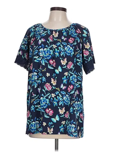 Pre-owned Kim Rogers Short Sleeve Blouse In Blue