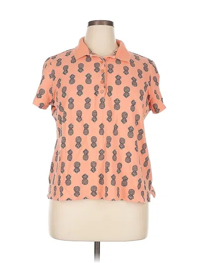 Pre-owned Kim Rogers Short Sleeve Blouse In Orange
