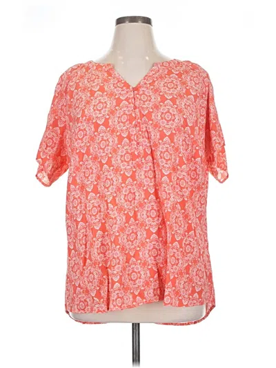 Pre-owned Kim Rogers Short Sleeve Blouse In Orange