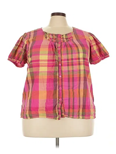 Pre-owned Kim Rogers Short Sleeve Blouse In Pink