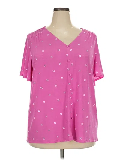 Pre-owned Kim Rogers Short Sleeve Blouse In Pink