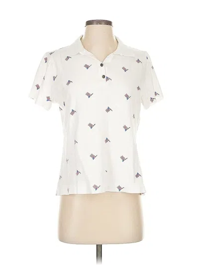 Pre-owned Kim Rogers Short Sleeve Blouse In White