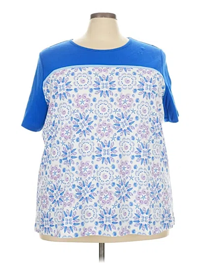 Pre-owned Kim Rogers Short Sleeve Top Blue Crew Neck Tops