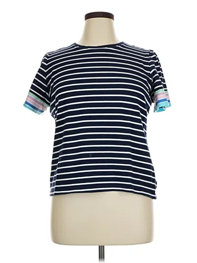 Pre-owned Kim Rogers Short Sleeve Top Blue Crew Neck Tops