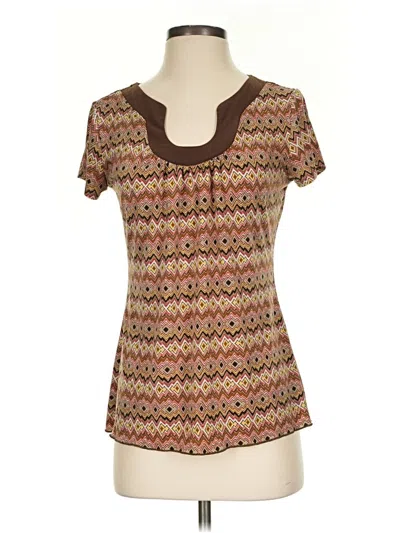 Pre-owned Kim Rogers Short Sleeve Top Brown Scoop Neck Tops