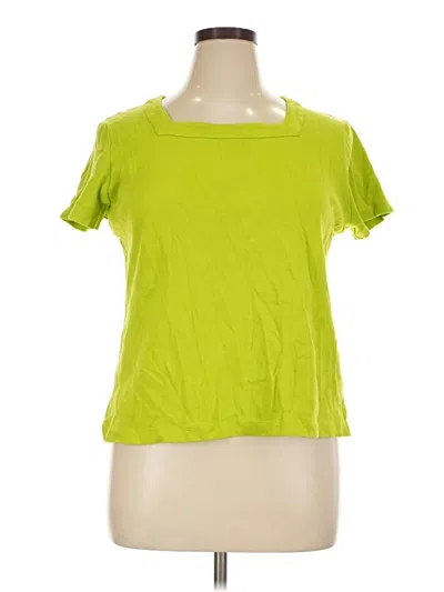 Pre-owned Kim Rogers Short Sleeve Top Green Scoop Neck Tops