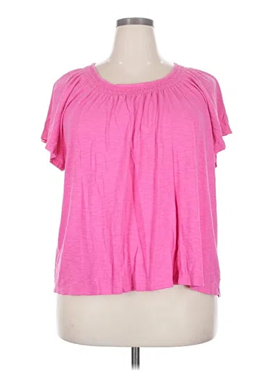 Pre-owned Kim Rogers Short Sleeve Top Pink Cold Shoulder Neckline Tops