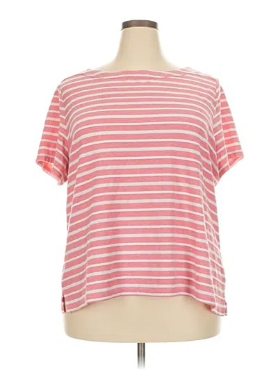 Pre-owned Kim Rogers Short Sleeve Top Pink Stripes Pattern Boatneck Tops
