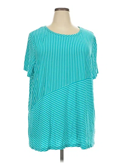 Pre-owned Kim Rogers Short Sleeve Top Teal Scoop Neck Tops