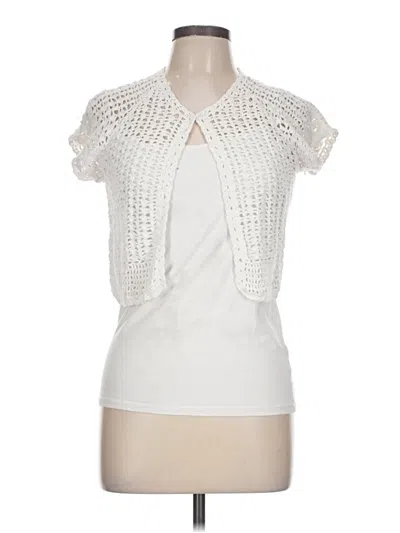 Pre-owned Kim Rogers Short Sleeve Top White Keyhole Neckline Tops