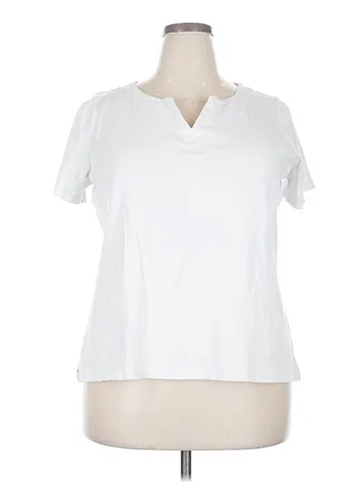 Pre-owned Kim Rogers Short Sleeve Top White Keyhole Neckline Tops