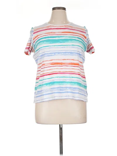 Pre-owned Kim Rogers Short Sleeve Top White Scoop Neck Tops