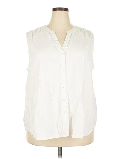 Pre-owned Kim Rogers Sleeveless Button Down Shirt In White