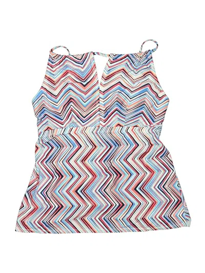Pre-owned Kim Rogers Swimsuit Top Blue Chevron/herringbone Pattern Swimwear