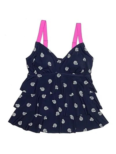 Pre-owned Kim Rogers Swimsuit Top Blue Hearts Pattern Swimwear
