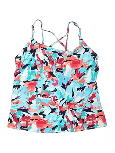 Pre-owned Kim Rogers Swimsuit Top Blue Print Pattern Swimwear