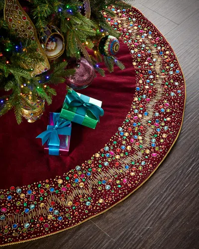 Kim Seybert 64" Christmas Cheer Tree Skirt In Red