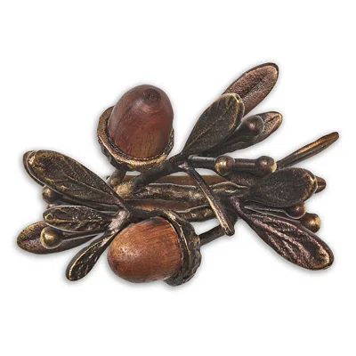 Kim Seybert Acorn Metal & Wood Napkin Ring In Brown