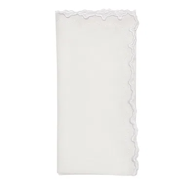 Kim Seybert Arches Embroidered Linen Napkin In White
