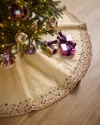 Kim Seybert Aurelia Beaded Christmas Tree Skirt In Gold