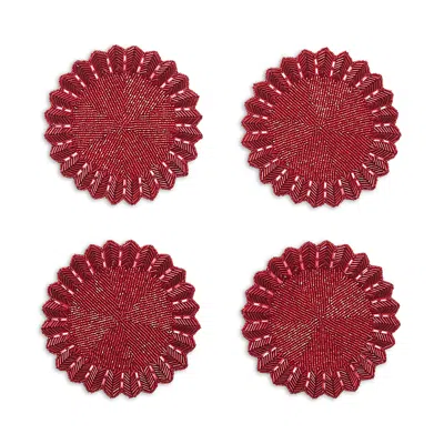 Kim Seybert Baccarat X  Etoile Coaster, Set Of 4 In A Gift Box In Red