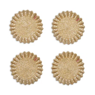 Kim Seybert Baccarat X  Etoile Coaster, Set Of 4 In A Gift Box In Champagne