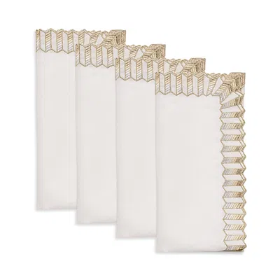 Kim Seybert Baccarat X  Etoile Napkin, Set Of 4 In A Gift Box In White/gold/silver