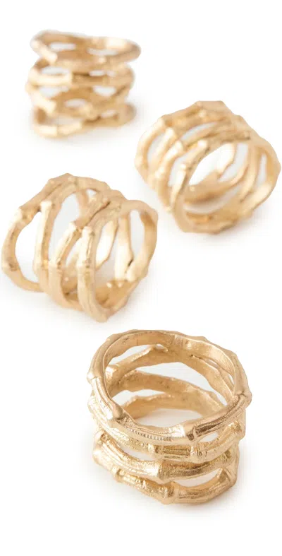Kim Seybert Bamboo Napkin Ring Set Of 4 Gold