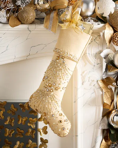 Kim Seybert Beaded Chandelier Cuffed Christmas Stocking In Gold
