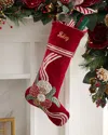 Kim Seybert Beaded Pine Berry Christmas Stocking, Personalized In Multi