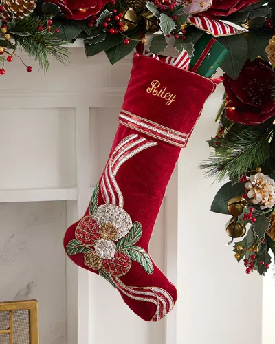 Kim Seybert Beaded Pine Berry Christmas Stocking, Personalized