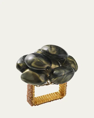 Kim Seybert Bonton Beaded Napkin Ring, Gray In Multi