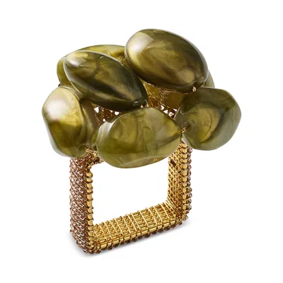 Kim Seybert Bonton Napkin Ring In Green And Gold