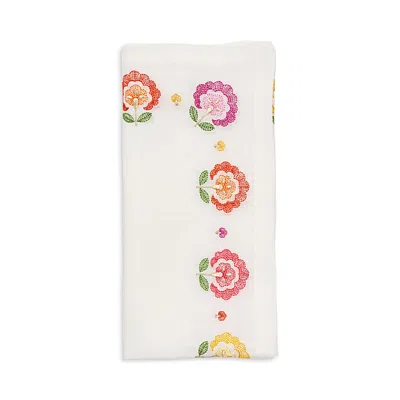 Kim Seybert Carnation Napkin In White, Pink & Orange In Multi