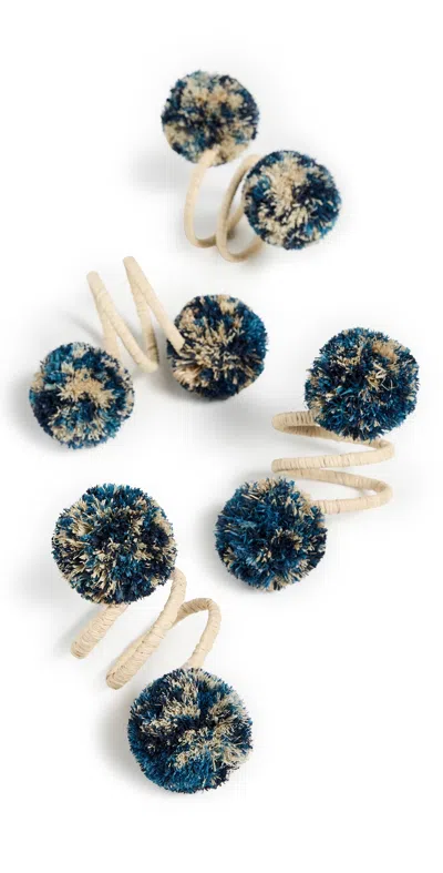 Kim Seybert Casbah Napkin Rings Set Of 4 Natural/blue