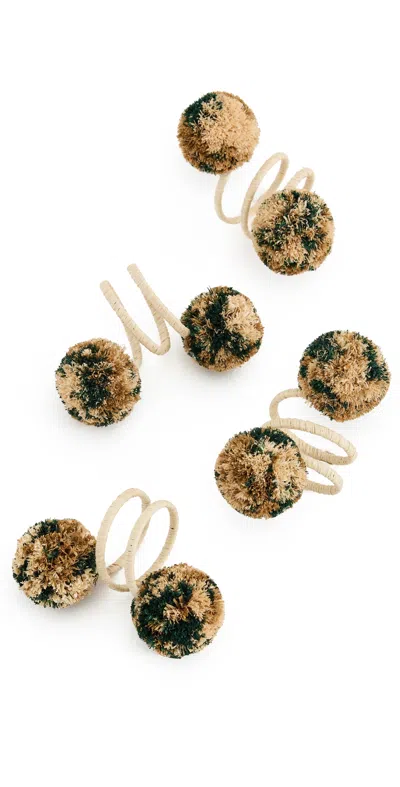 Kim Seybert Casbah Napkin Rings Set Of 4 Natural/green In Multi